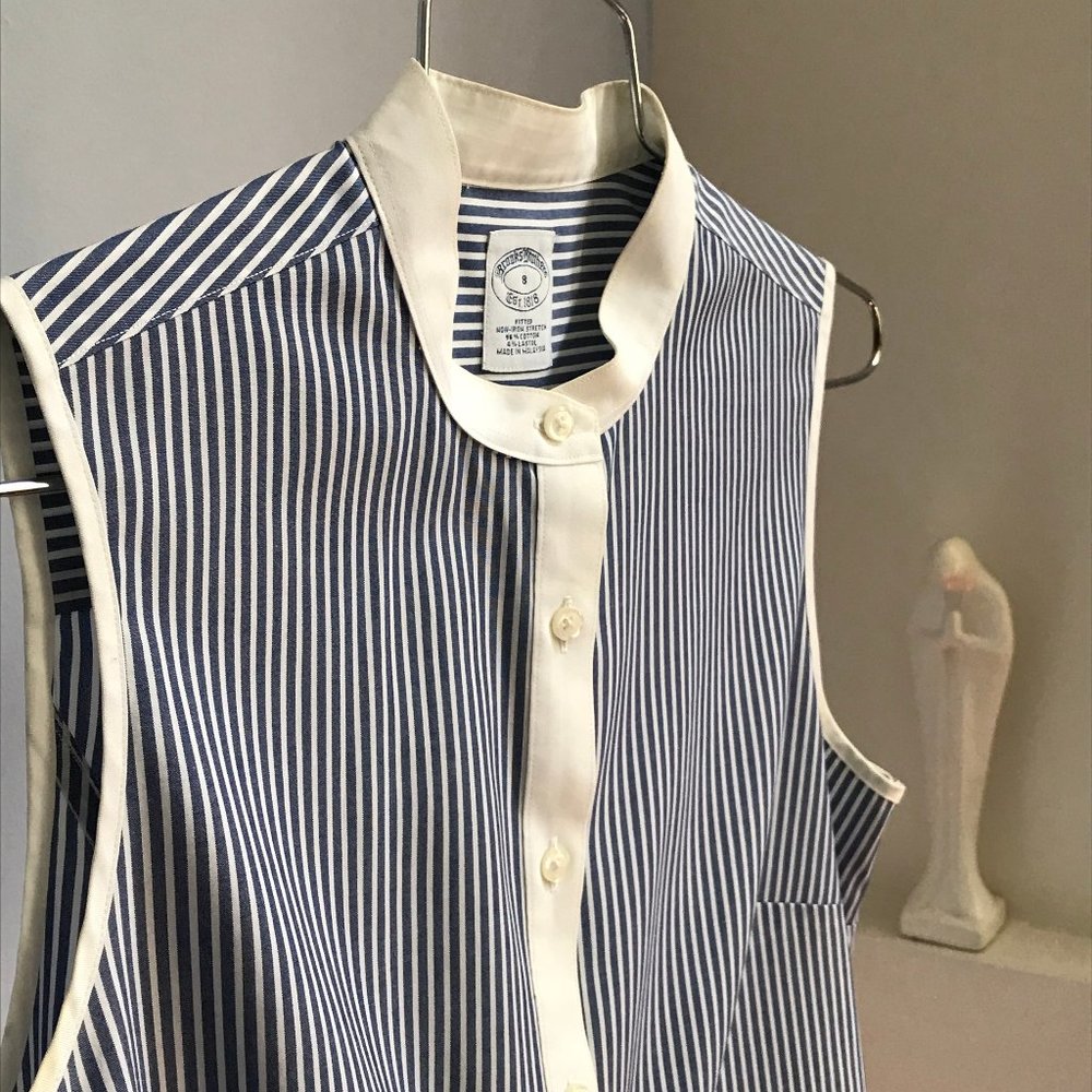 Brooks Bros Striped Sleeveless Button Down_8